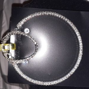 New Fashion jewerly...Silver 2 row Zirconia 3pc set.